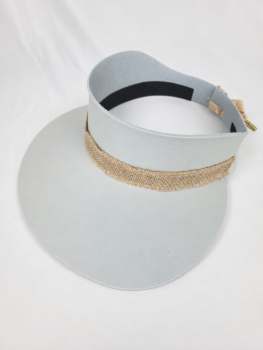 Classic Beige Visor Hat - Natural Jute Band