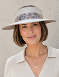 Taupe Visor Hat with - Light Pink and Lavender Floral Band