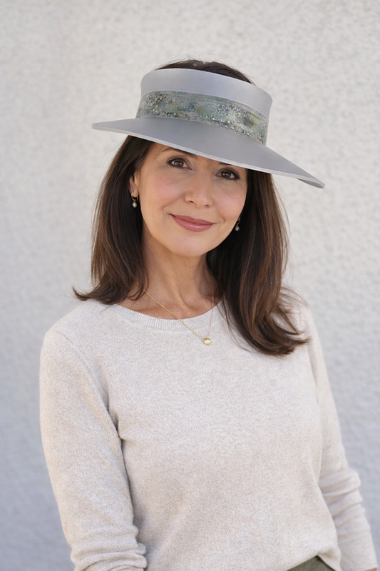 Silver "LadyEVA" Visor Hat with Green Monet Style Band