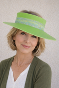 Neon Green Visor Hat - Monet Style Floral Band
