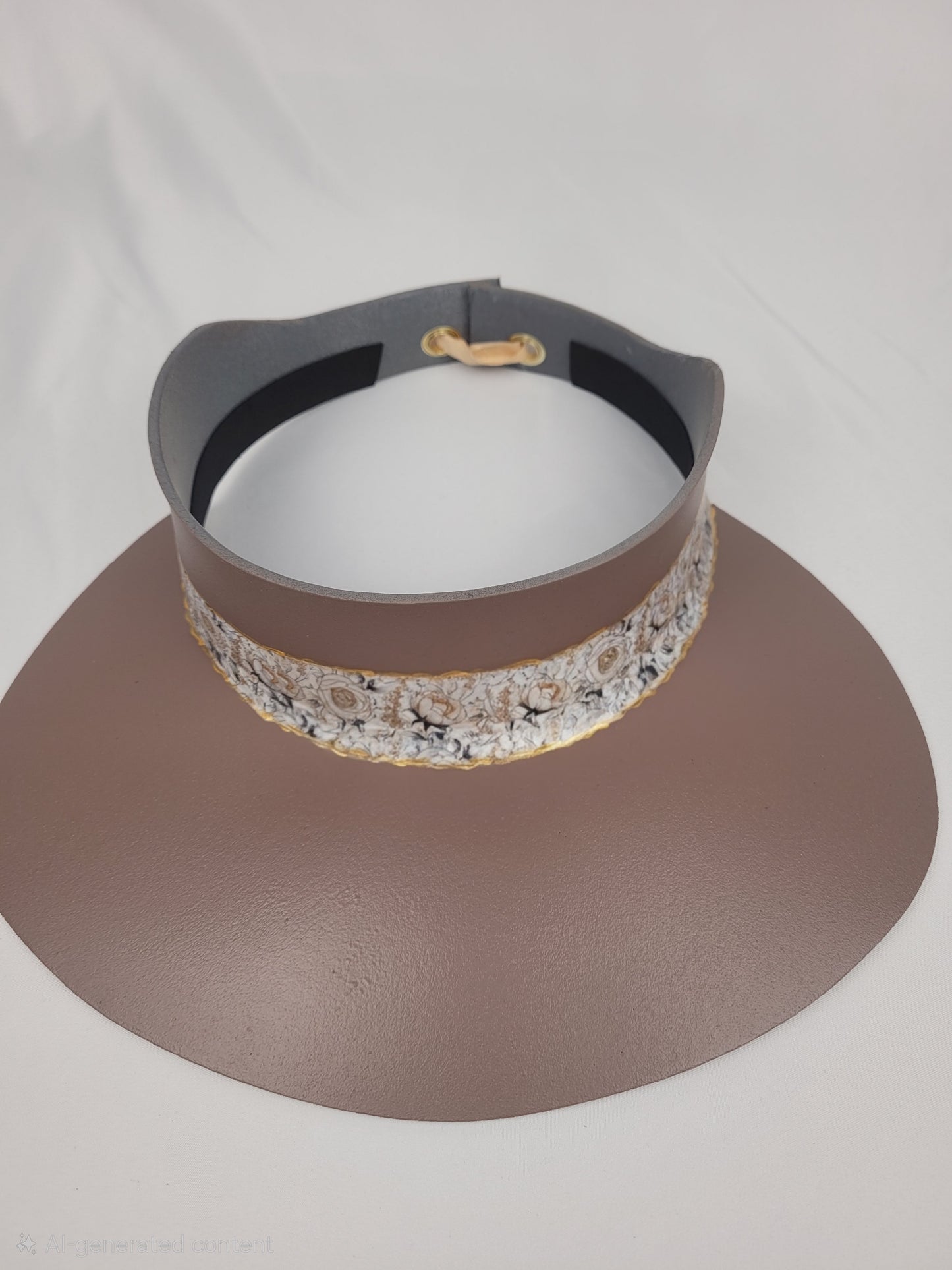 Dark Taupe Visor Hat - Floral Band