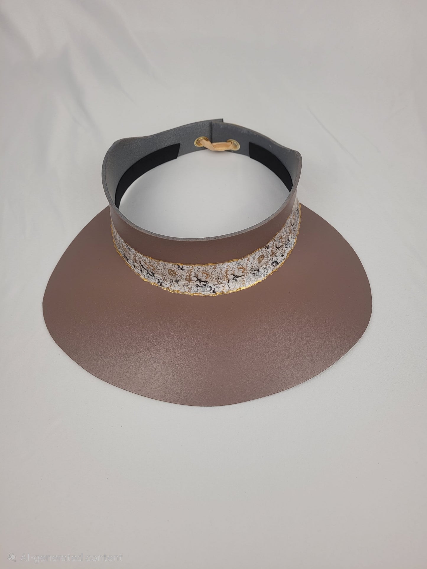 Dark Taupe Visor Hat - Floral Band