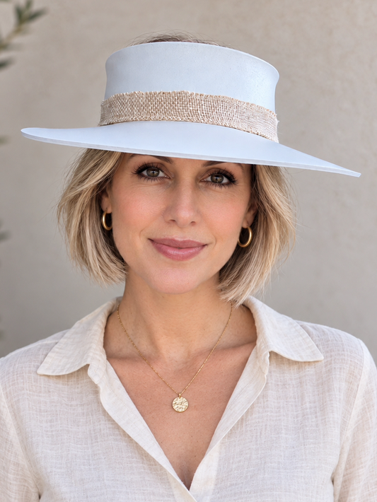 Classic Taupe Visor Hat - Natural Jute Band