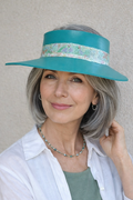 Emerald Green Visor Hat - Pastel Floral Band