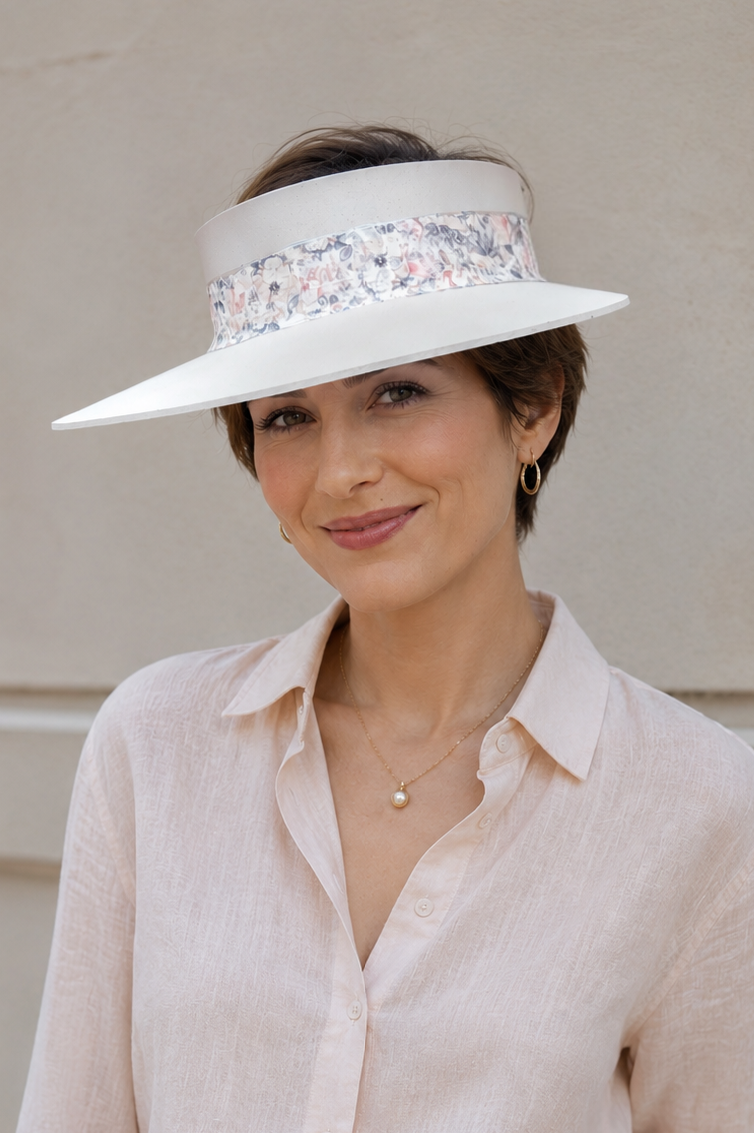 Light Pink Visor Hat - Pink Floral Band